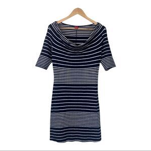 Three Dots navy and white striped bodycon dress xs